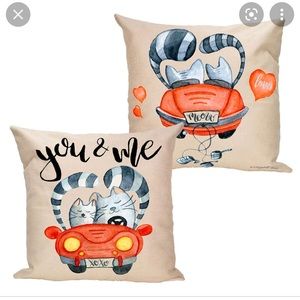New Vilight “You & Me”  just married/love pillows with Cute cats leaving in car
